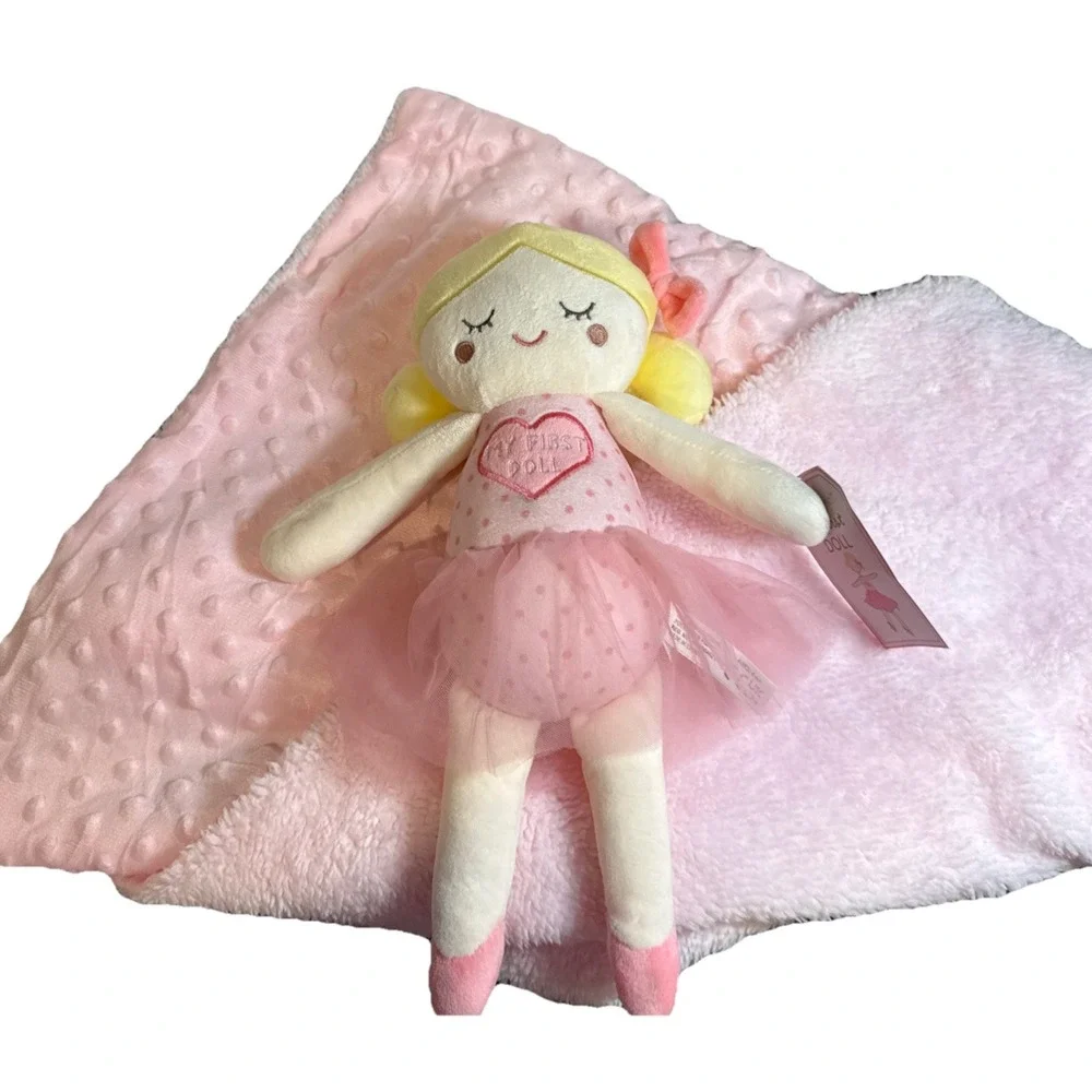 Dreamgro My First Baby Blonde Tutu Doll‎ Lovey & Pink Baby Fleece Blanket NEW